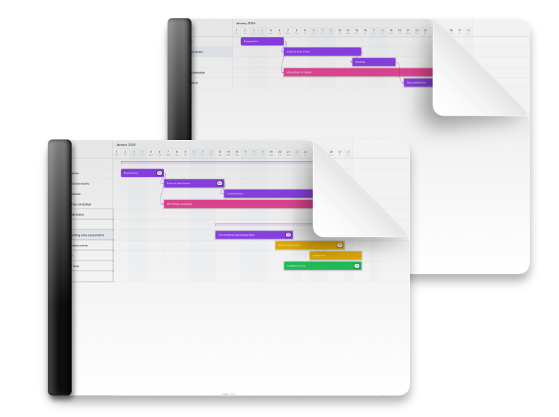 Print-ready PDF export of a Gantt chart without watermarks